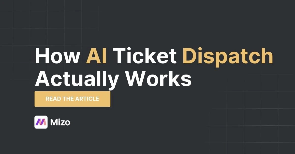 Featured image for "AI Dispatch for MSPs — Cut Response " - MSP technology and AI agent automation insights from Mizo platform experts