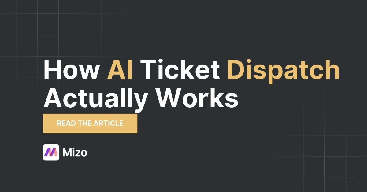 Featured image for "AI Dispatch for MSPs โ Cut Response " - MSP automation and AI agent insights from Mizo service desk experts