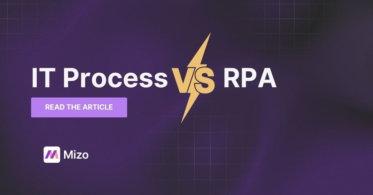 Featured image for "IT Process Automation vs RPA: MSPs’ Complete Guide" - MSP automation and AI agent insights from Mizo service desk experts