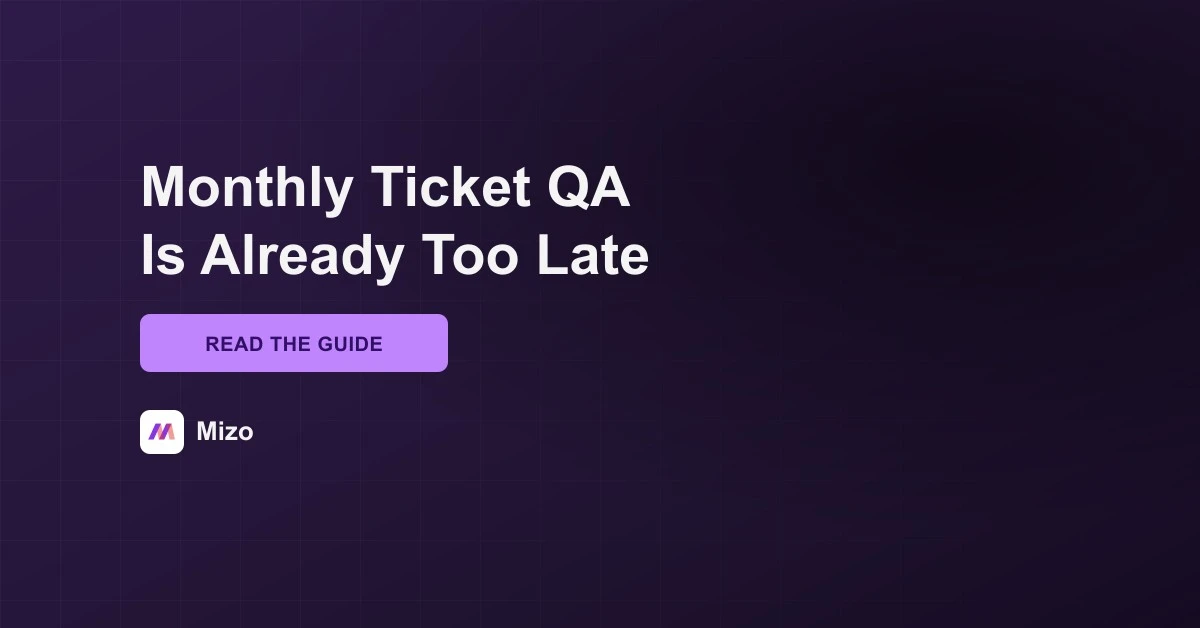 Featured image for "Your Monthly Ticket QA Review Is Already Too Late" - MSP technology and AI agent automation insights from Mizo platform experts