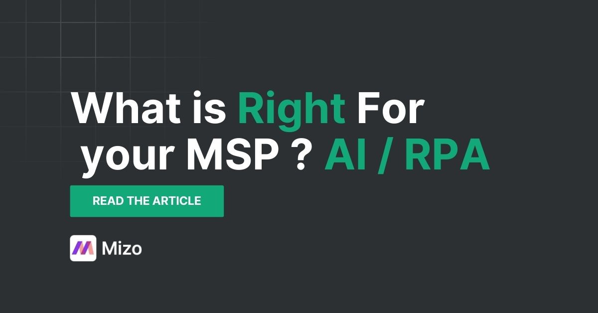 Featured image for "Cognitive AI vs Rules-Based Automation: Which is Right for Your MSP?" - MSP automation and AI agent insights from Mizo service desk experts