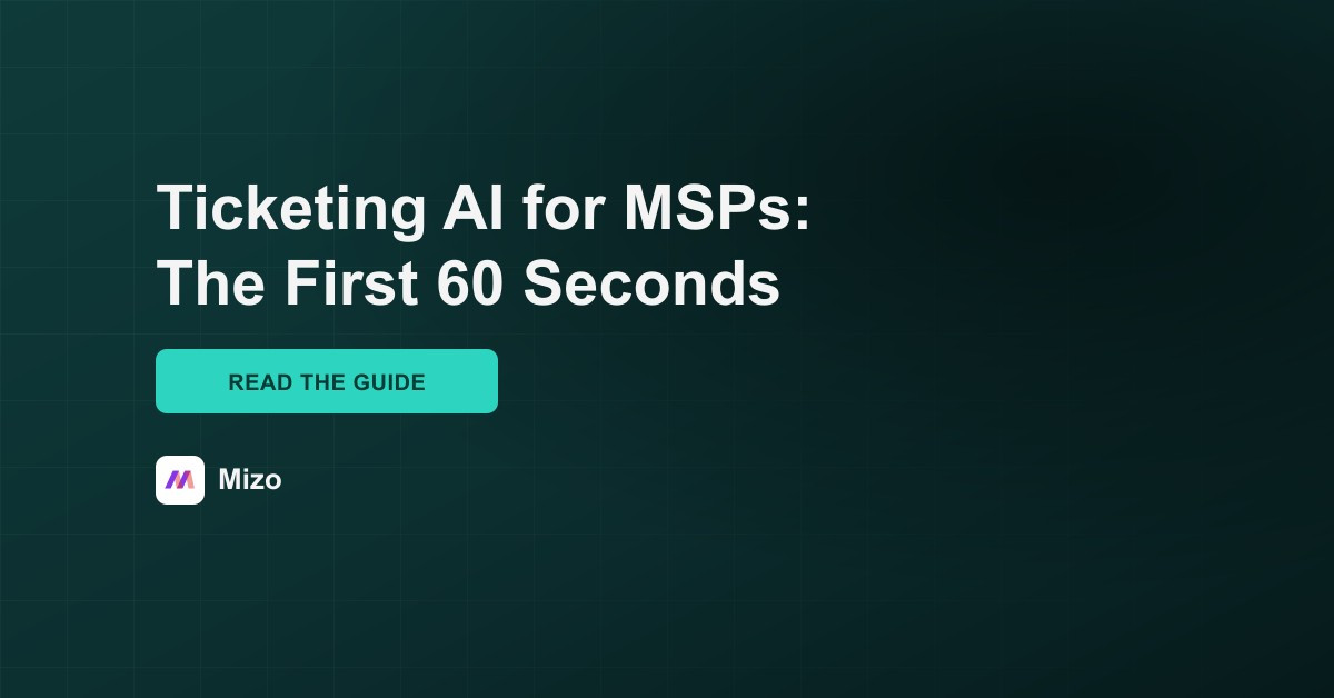 Featured image for "Ticketing AI for MSPs: Test It on Your Own Tickets First" - MSP automation and AI agent insights from Mizo service desk experts