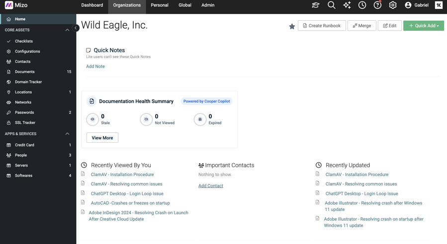Mizo AI agent seamlessly integrated with Integrate Mizo's AI Agent with IT Glue PSA dashboard for automated ticket triage, intelligent dispatch, and MSP service desk optimization