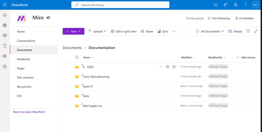 Mizo AI agent seamlessly integrated with AI Agent for SharePoint Documentation PSA dashboard for automated ticket triage, intelligent dispatch, and MSP service desk optimization